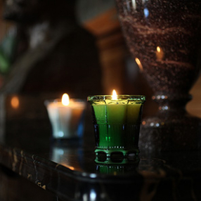 Doftljus Orangeriet i WALDEMARSUDDEKRUKAN® Mini Glas (Grön)
