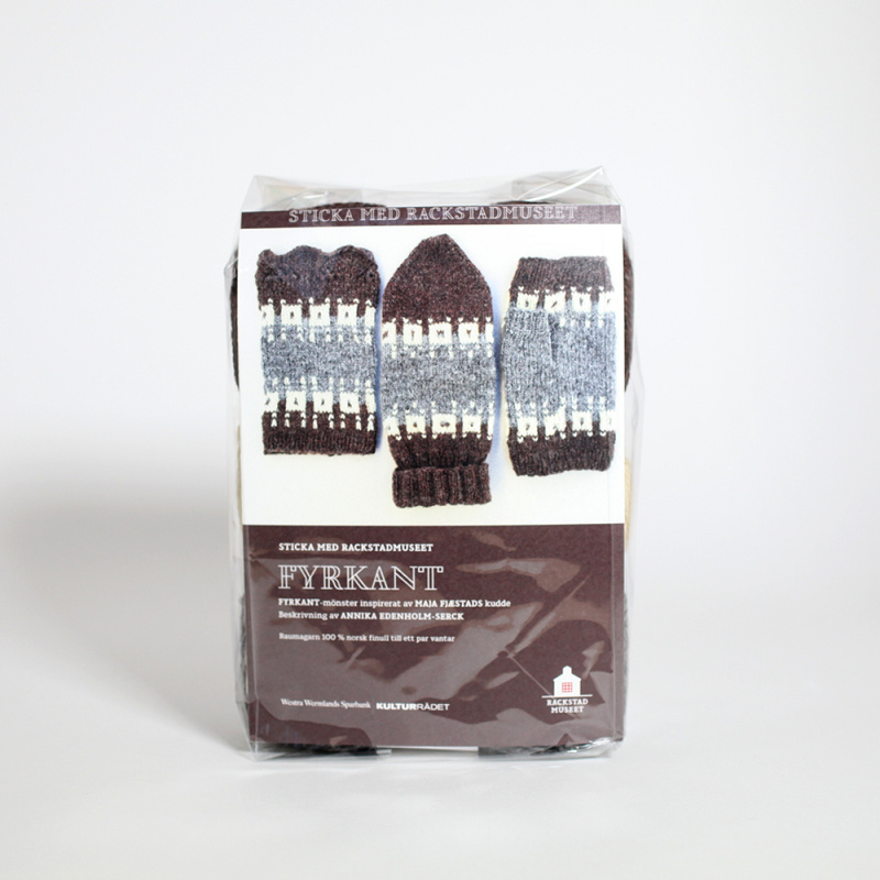 Sticka med Rackstadmuseet: Fyrkant, vantar (tre alternativa versioner)
