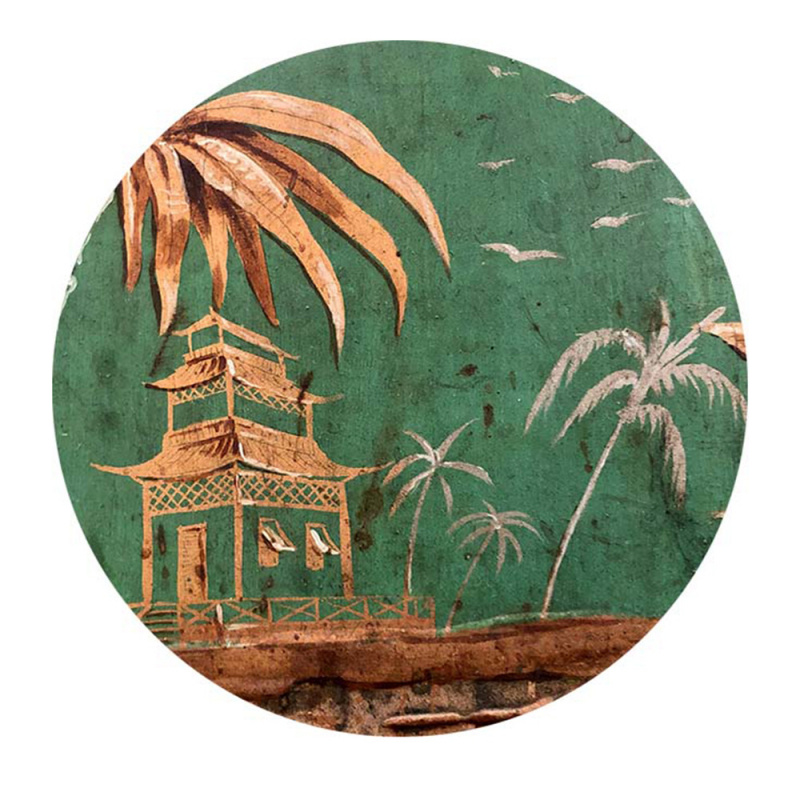 Coaster with house and palmleafs
