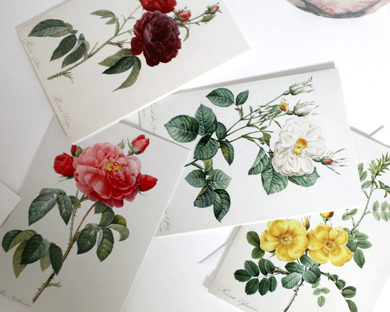 Kortask, Redouté, 8 dubbla kort med kuvert