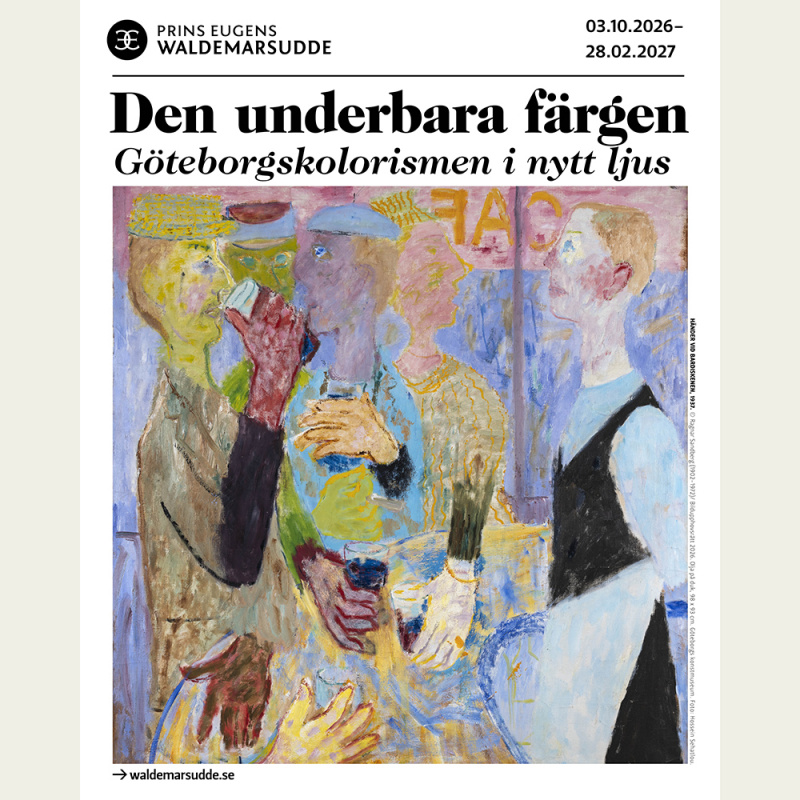 Utställningsaffisch, Den underbara färgen, Sandberg, Händer vid bardisken