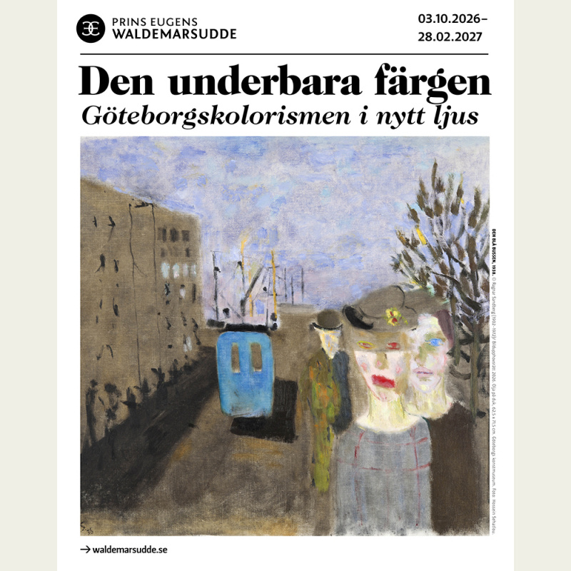 Utställningsaffisch, Den underbara färgen, Sandberg, Den blå bussen